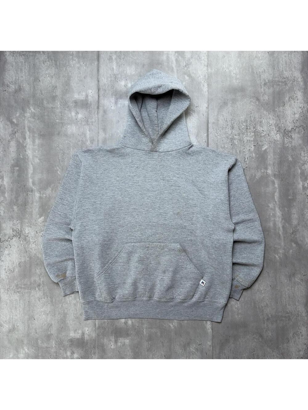 Vintage 90’s Grey Russell Athletic Heavyweight Boxy Distressed Hoodie